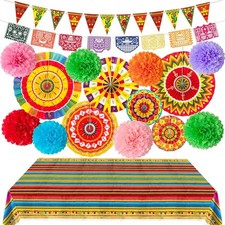 35PCS Mexican Party Decorations Fiesta Themed - Cinco Mexican-themed Colors