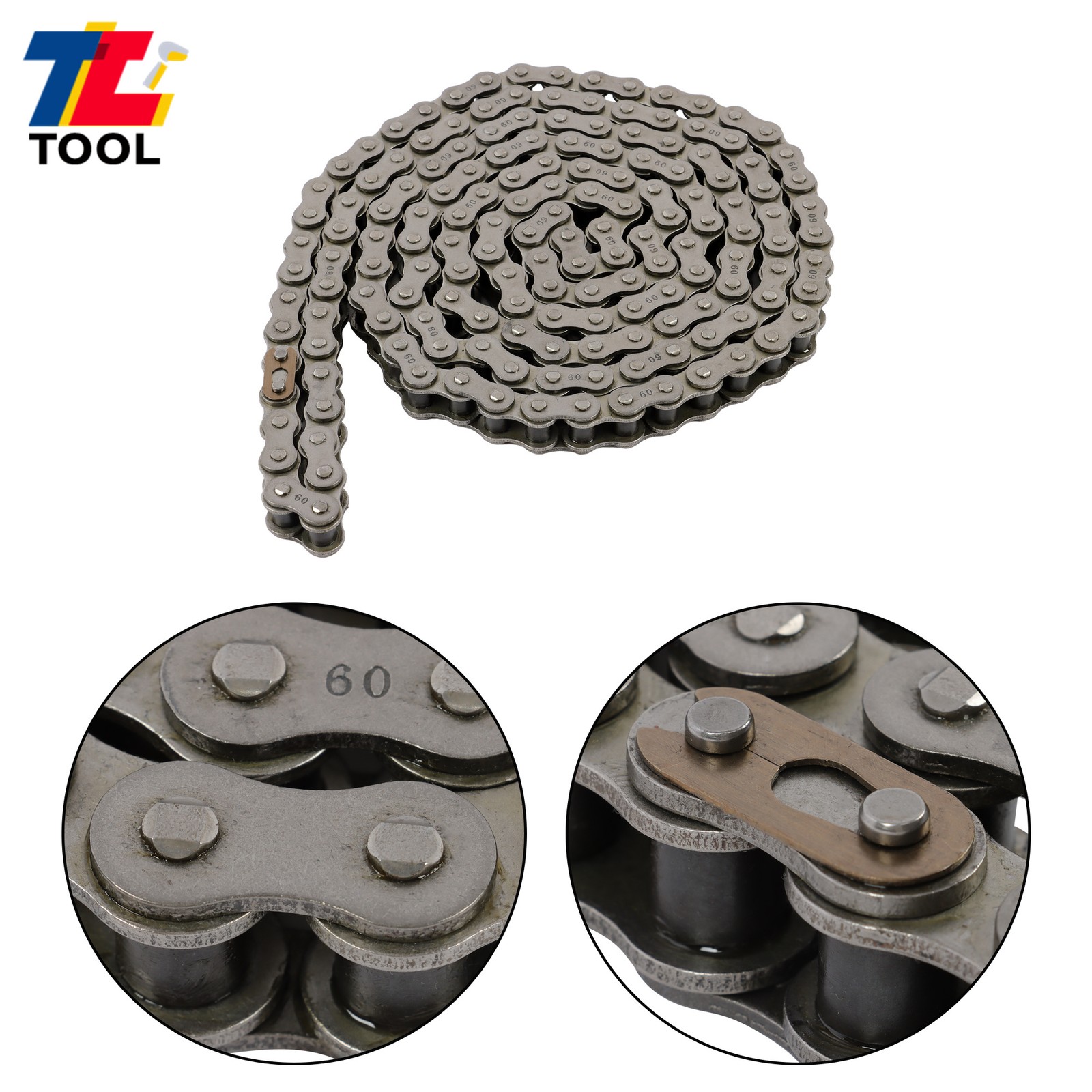 Industrial Grade 10ft #60 Roller Chain + Attachment Link Included