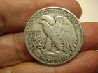 USA  SILVER WALKING LIBERTY  50  CENTS   1945 D
