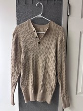 Elegant, Cable-Knit Men  s Beige Sweater