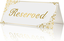 18 Pack Gold Reserved Table Signs for Wedding Party Restaurant - Double Sided Go