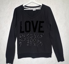 Victoria s Secret Leopard PINK Black Sweatshirt Pullover Women s M Fits Like S
