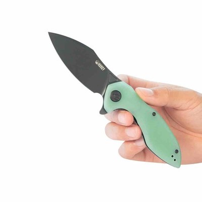 KUB236Q Kubey Noble Folding Knife 14C28N Steel Blackwash Blade Jade G10 Handle L