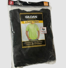 GILDAN WORKWEAR MENS POCKET T SHIRTS 2 PK BLACK