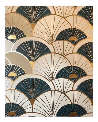 Art Déco Eleganz Wandkunst Gold & Türkis Geometrisches Design Art Deco