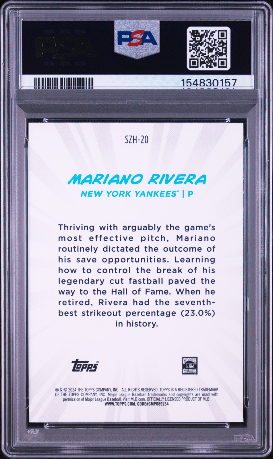 2024 TOPPS BASEBALL JAPAN EDITION STRIKE ZONE HEROES MARIANO RIVERA PSA 10 view 2