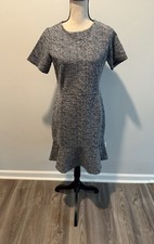Banana Republic Metallic Tweed Sheath Dress Ruffle Hem Women’s Size 6 NWT Black