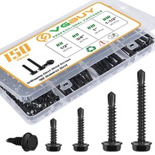 150Pcs Self Drilling Screws Assortment Kit, 410 Stainless Steel Tapping...