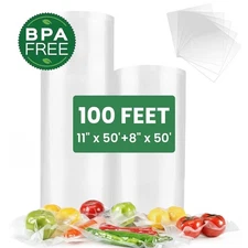 2 Rolls 8"x50' 11"x50' Vacuum Sealer Bags Food Saver Storage Embossed Bags