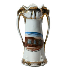 ROCHESTER NY Trains Central Lines NEW YORK ANTIQUE Souvenir China TRINKET VASE