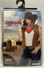Adult Cowgirl Costume Kit Size S/M With Fringe Vest Bandana  Belt