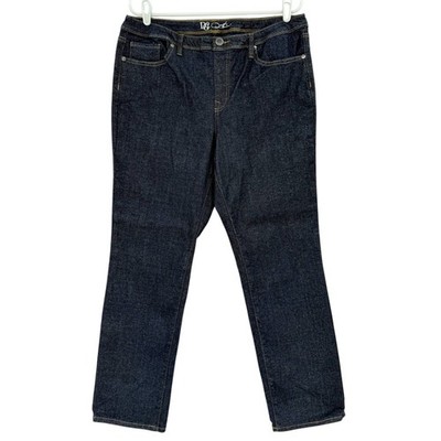 DG2 Diane Gilman Womens Pull-on Straight Stretch Sparkly Blue Jeans Sz 16 NWOT
