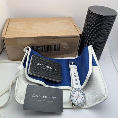 DAN HENRY Uhr Skin Diver weißes Zifferblatt SS Herren funktioniert authentisc...