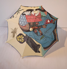 Japanese Mini Parasol Ukiyo-e Print Sun Umbrella Women in Kimono Brushing Hair