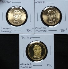 2010 PD & S PR Pres Millard Fillmore 3 Coins Fog Free One Owner