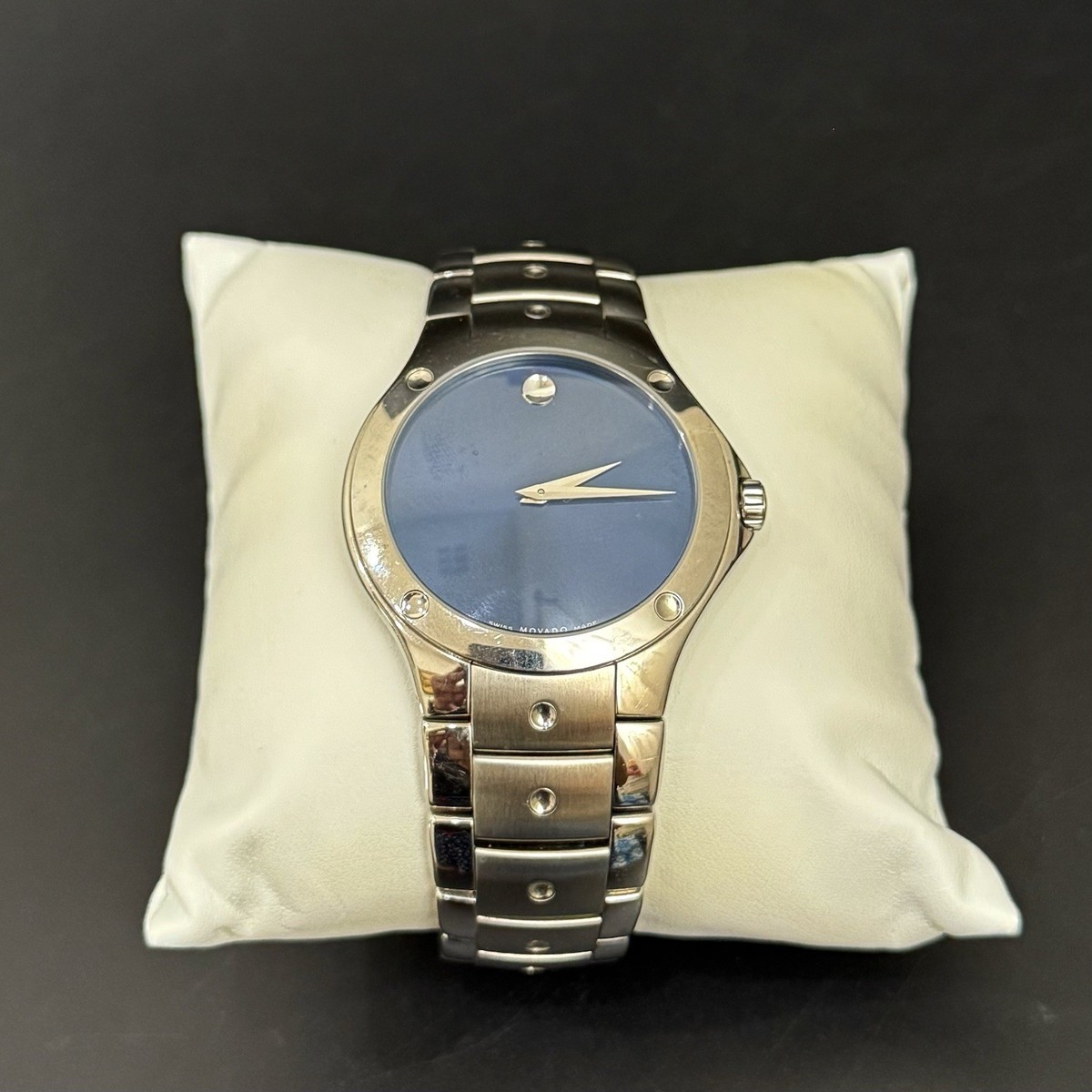 MOVADO SE 84 G1 1882 Museum Stainless Sapphire Blue Dial Men
