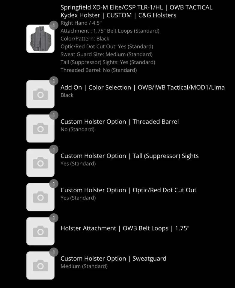 Springfield XD-M Elite/Osp TLR-1/HL OWB TACTICAL Kydex Holster - Image 2 of 2