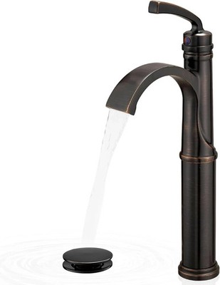 Waterfall Vessel Sink Faucet Oil Rubbed Bronze, Brass Tall Bathroom Faucet wi...