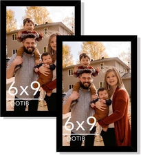 2 Packs 6x9 Picture Frame Black, Engineered Wood 6 x 9 Photo inch, Black
