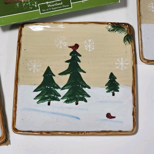 4 New St. Nicholas Square Appetizer Plates In Open Box Heartland 6.5" Christmas - Picture 5 of 9
