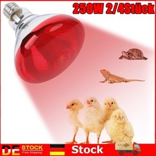 2/4 Stück Infrarotlampe Wärmelampe Tiere 250W E27 Hartglas Küken Hühner Welpen