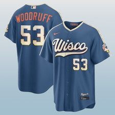 Men's Brewers #53 Brandon Woodruff 2026 City Connect Cool Base Jersey Stitched