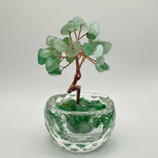 Edelsteinbaum Nephrit Jade – Handgefertigt im Glas, Feng Shui Glücksbringer &...