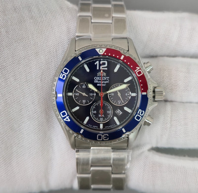 Orient Mako Solar Chronograph Blue Dial RA TX0201L New Full Set Men s Watch