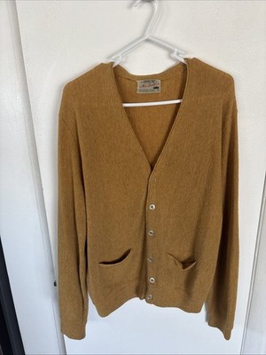 Vintage Arrow Mr Golf 60s Cardigan Size M Alpaca Wool Yellow