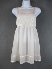 Seductive Wear By Cinema Etoile Gown Womens Medium White Beaded Chiffon Babydoll