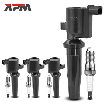 4x Zündspule + 4x Zündkerze für Ford Focus C-Max Mondeo IV S-Max Mazda 3 Volvo