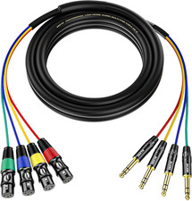 4 Channel 1/4 Inch TRS to XLR Snake Cables - 6.35Mm Jack Stereo Audio Balanced L