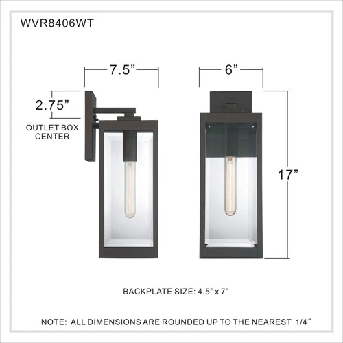 Quoizel WVR8406 Westover 17" Tall Outdoor Wall Sconce - Bronze - Picture 10 of 12