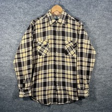 Vintage St John s Bay Men s Large Brown Plaid Button Up Flannel Shirt 90s