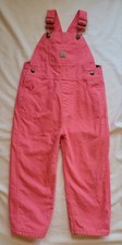 Carhartt Girls' 4T Flannel Lined Canvas Bib Overalls Pink Lemonade Logo
