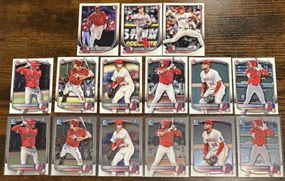 2025 Bowman Los Angeles Angels Team Set Base, Prospects, Chrome 15 Cards 5 1sts