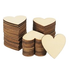 35mm Wooden Hearts, 200 Pack Unfinished Wood Hearts Blank Wooden Cutouts