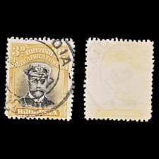 8077: Rhodesia SG221 3d Black & Dark yellow 1913 Used C£15
