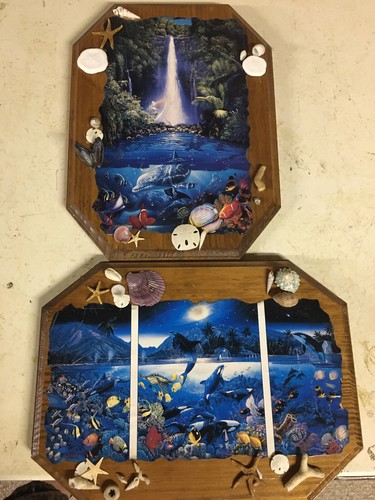 Lot 4 sea nature plaques wooden & ocean clock - Picture 20 of 21