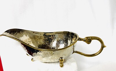 Gravy Boat Silver Brass Metal Made In India See Pictures For Some Peeling 10 
