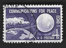 Scott# 1173 4c ECHO 1 Satellite with CDS Cancel - (A-1) missing perf.