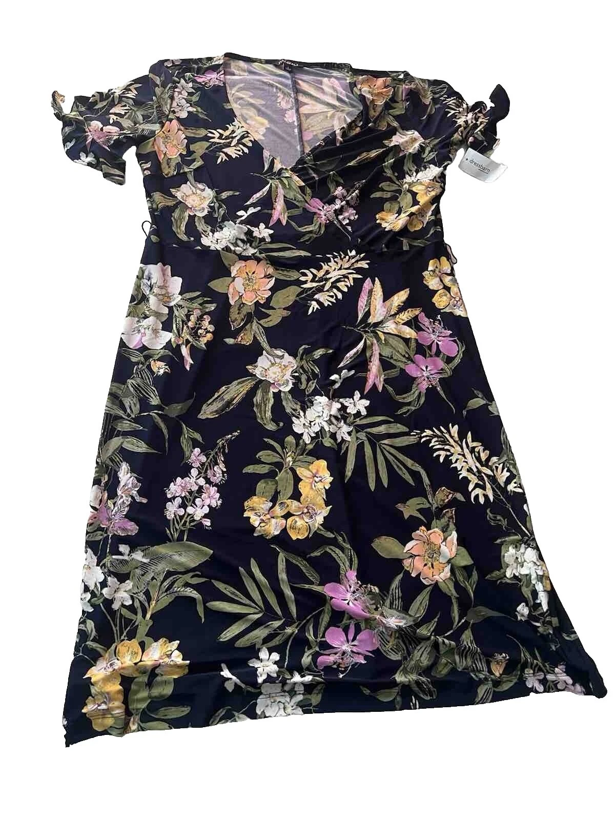 Business Short Sleeve Floral Dresses Midi