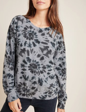 ANTHROPOLOGIE T.La WOMEN'S GRAY LONG SLEEVE TIE-DYED JONI SWEATSHIRT Sz S