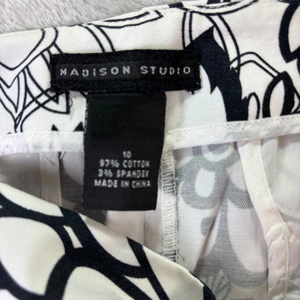 Falda floral Madison Studio negra blanca forrada mezcla de algodón talla 10 Foto 2 de 4