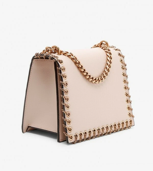 Charles & Keith Chain Trim Crossbody Bag Pink