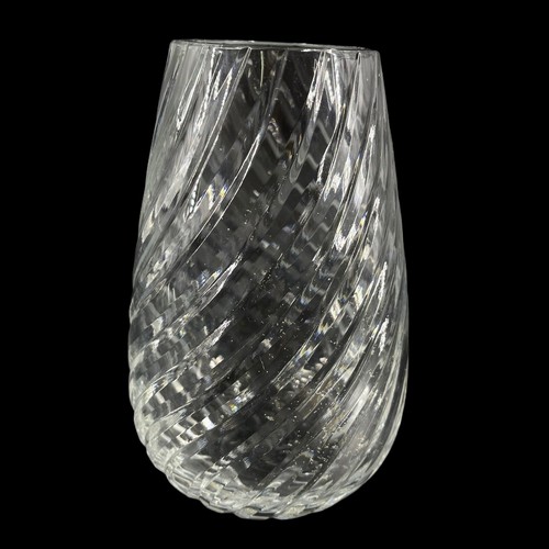 Vintage Clear Twisted Cut Crystal Flower Vase Pear Shape 6 3/8" Mid Century Mod