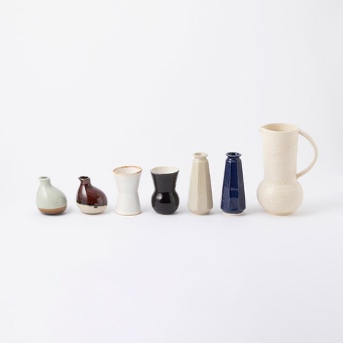 Japanische Blumenvase Sake Flaschenform Elfenbein Gelb Creme Keramik Seto Ware - Bild 4 von 6