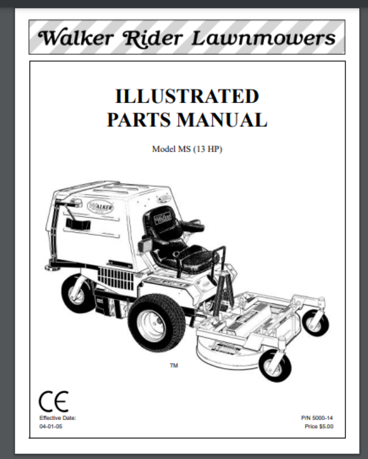 ニュウ Walker mower 2005 MS Parts Manual 78322 - 117171 52 pages | eBay