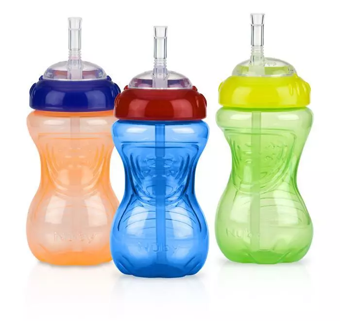  Nuby No-Spill Soft Straw Easy Grip Sippy Cup for Girls -  (3-Pack) 10 Oz - 12+ Months : Baby