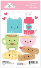 Doodlebug Doodle Cuts Metal Die Set Wish You Well Soup Band Aids Ice Pack Tissue